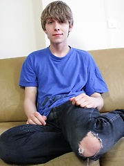 Cute twink Josh Frey stroking his big thick cock.