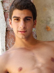 Athletic stud Maxim Moira strips butt naked outdoors.