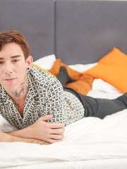 Sexy tatttooed twink Roman Capellini shows his ass