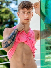 Sexy athlete Timmy Morrison shows his perfect body and cock