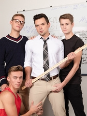 Sexy boys and their gay instructor Dakota Payne suck dicks