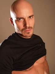 Bald hottie shows his uncut dick
