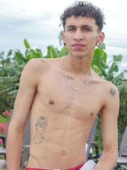 Columbian skinny twink Arty Alan shows his big uncut dick