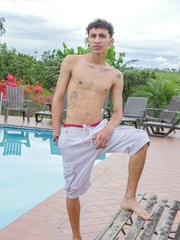 Columbian skinny twink Arty Alan shows his big uncut dick