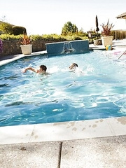 Three sexy boys - Joey Hard, Jake Farren & Hollis Emery in poolside threesome