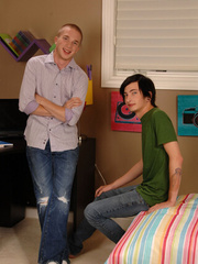 Oliver Youngblood and Helix Levin have fun in a bedroom