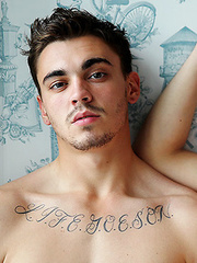 Handsome real estate agent Asher Hawk working with his client