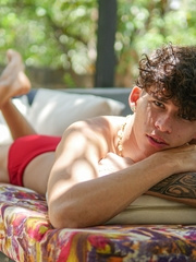 Curly twink Milcon Tonso show his sexy ass and dick