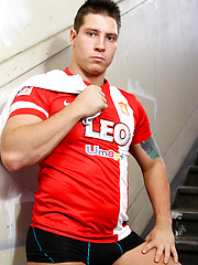 Straight mates - Tom Lucas strips naked in the public stairwell