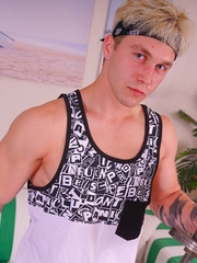 Blonde sexy jock Liam Like playing with his dick