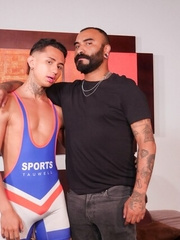 Tattooed daddy Damian Dark fucking Archi Gold' sexy twink ass