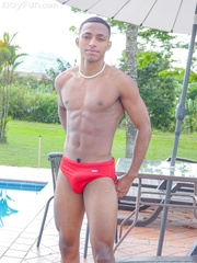 Hot black latino boy Christian Escobar showing his big uncut dick